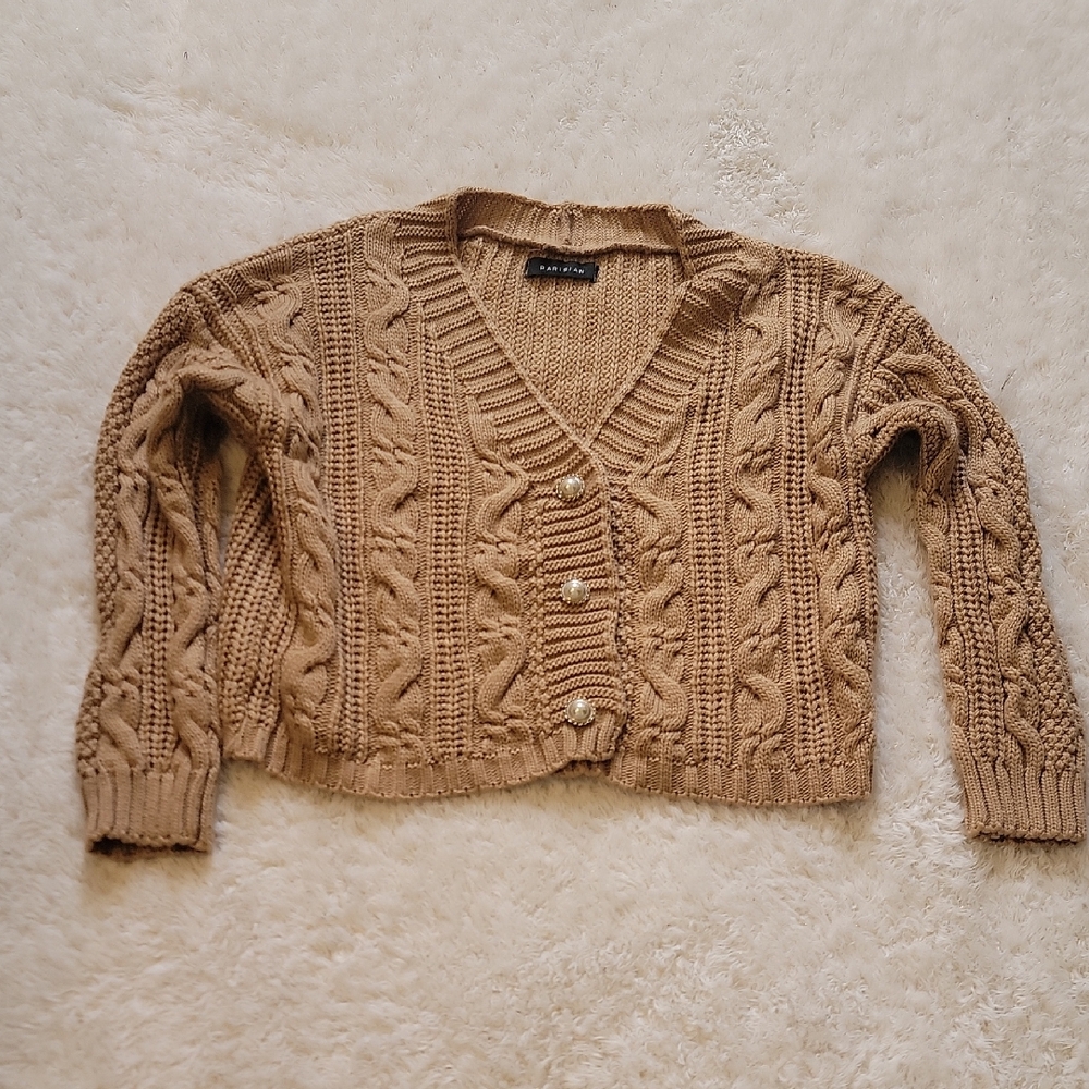 🍍3 For 25🍍Parisian Works Cable Knit Cardigan - Brown